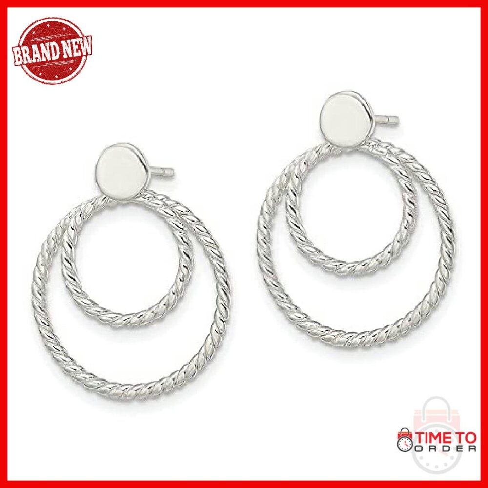 Sterling Silver Twisted Circle Jacket Earrings Po… - image 4